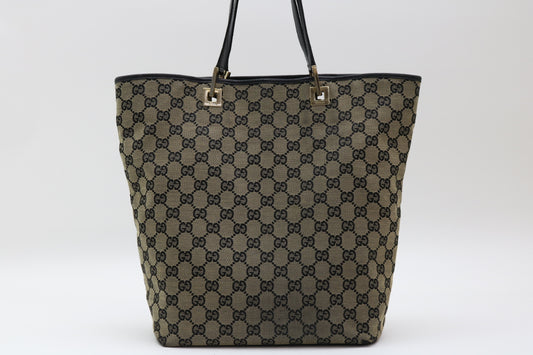 GUCCI GG Canvas Leather Tote Bag