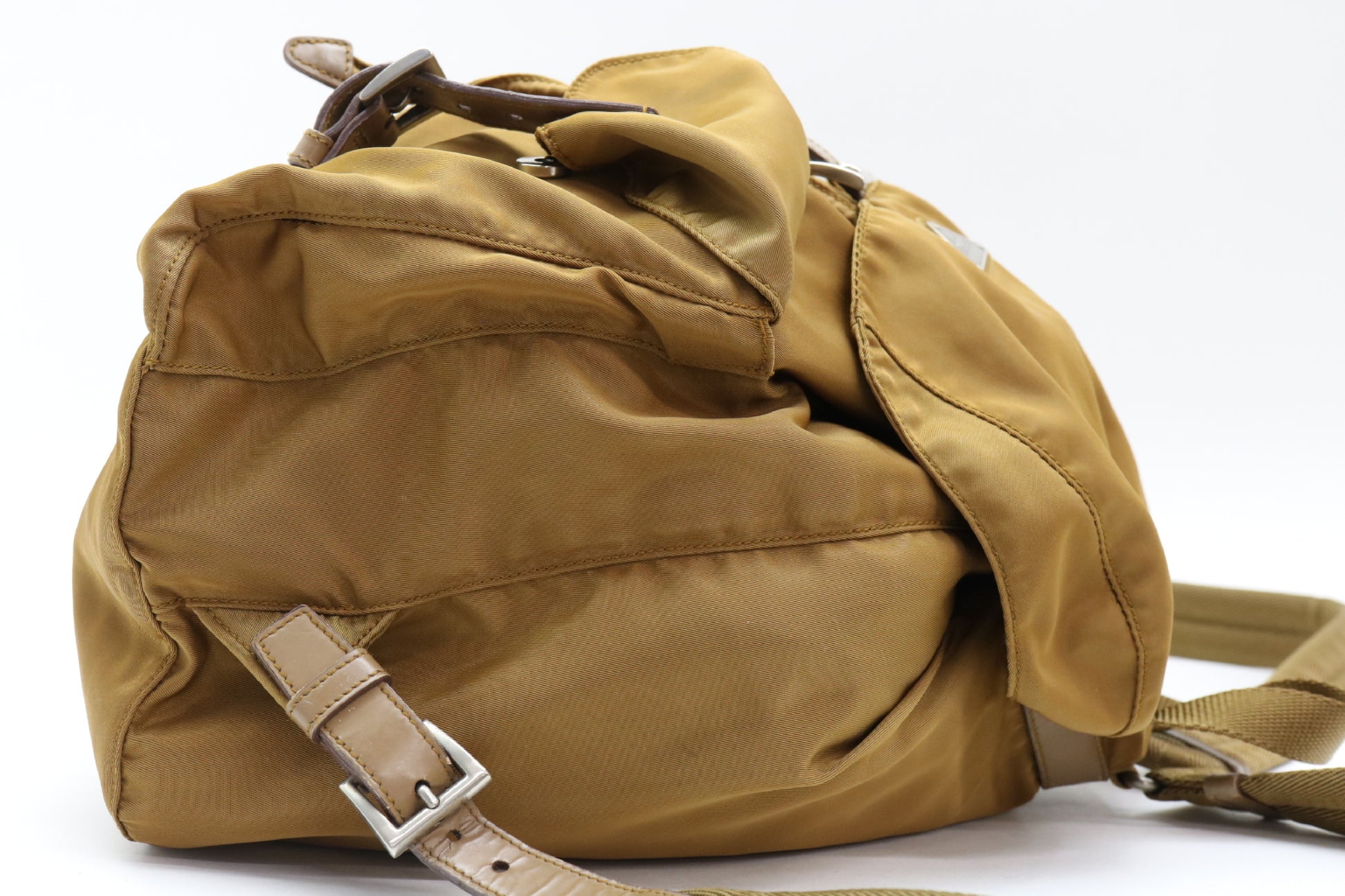 PRADA Nylon Triangle Plate Nylon Leather Backpack