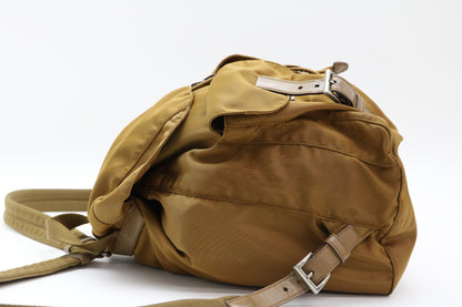 PRADA Nylon Triangle Plate Nylon Leather Backpack