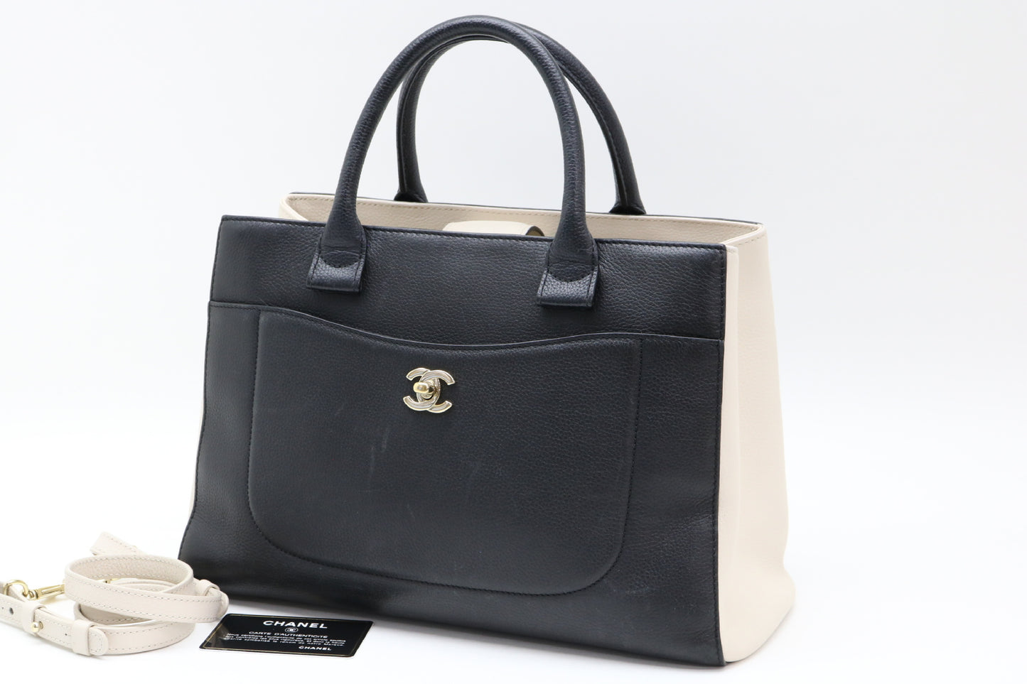 CHANEL Bicolor Coco Mark Neo Executive Handbag