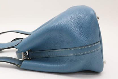 HERMES Picotin Picotin PM Blue Jean Handbag with M Stamp