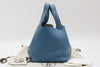 HERMES Picotin Picotin PM Blue Jean Handbag with M Stamp