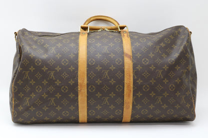 LOUIS VUITTON Monogram Keepall Bandouliere 55 Boston Bag