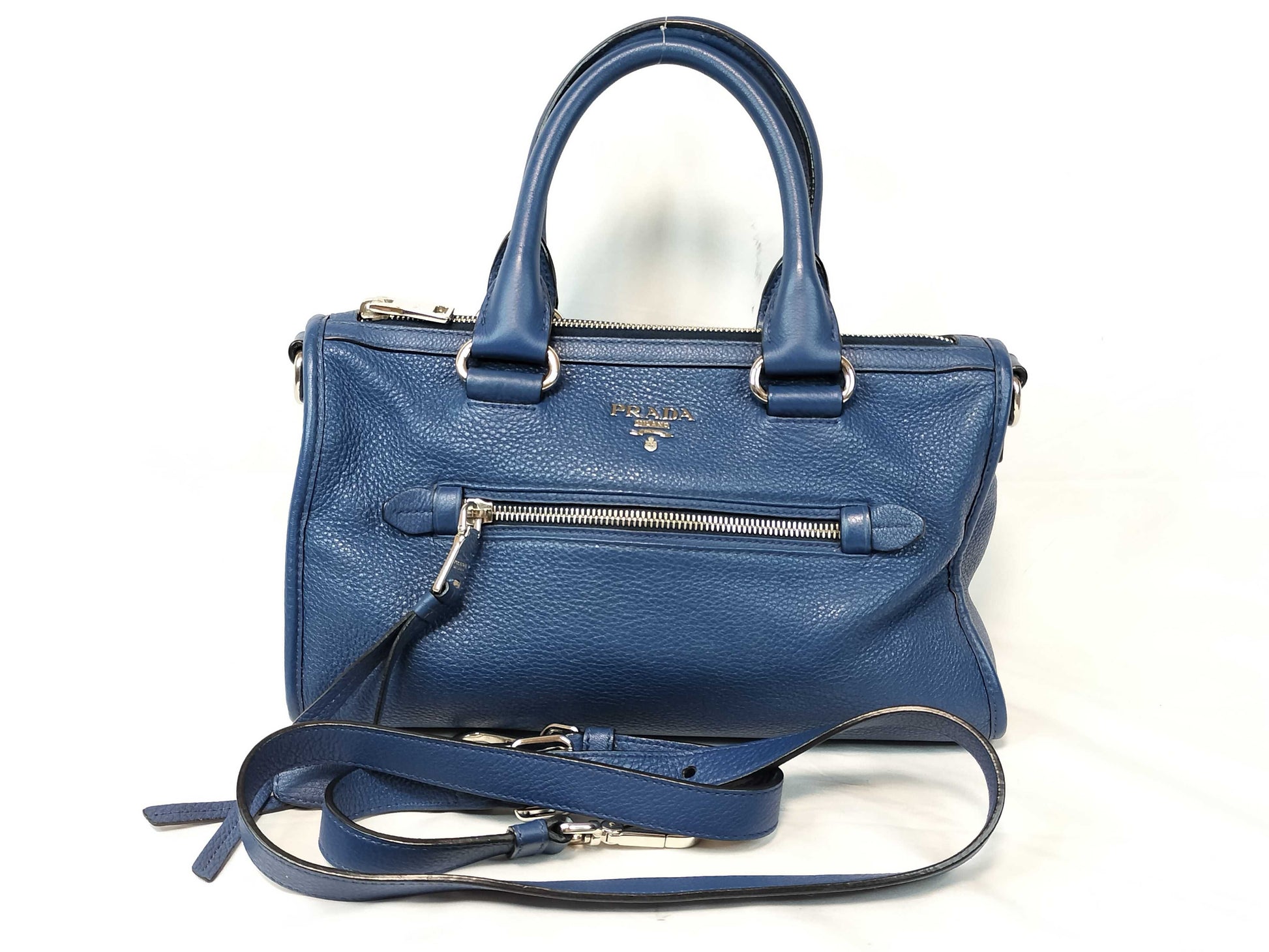 PRADA Vitello 2-Way Blue Handbag