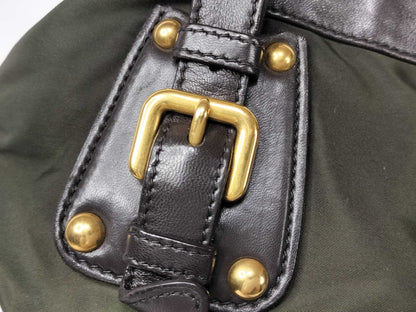 PRADA Nylon Prada Nylon Jacquard Khaki Handbag