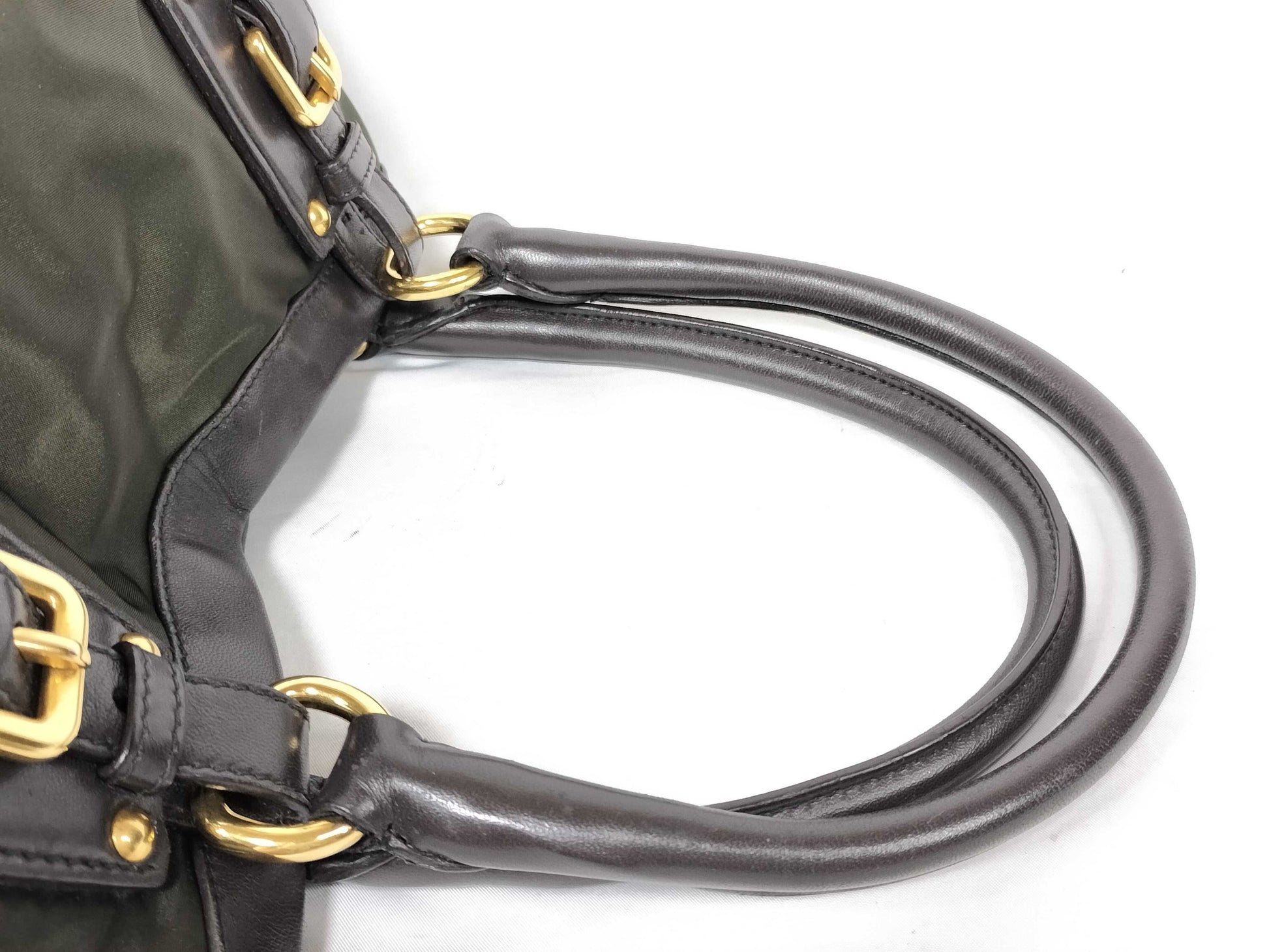 PRADA Nylon Prada Nylon Jacquard Khaki Handbag