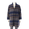 Plantation Wool Knit Border Long Coat PL84FA612 Blue Brown 2 Coats