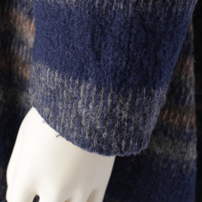 Plantation Wool Knit Border Long Coat PL84FA612 Blue Brown 2 Coats