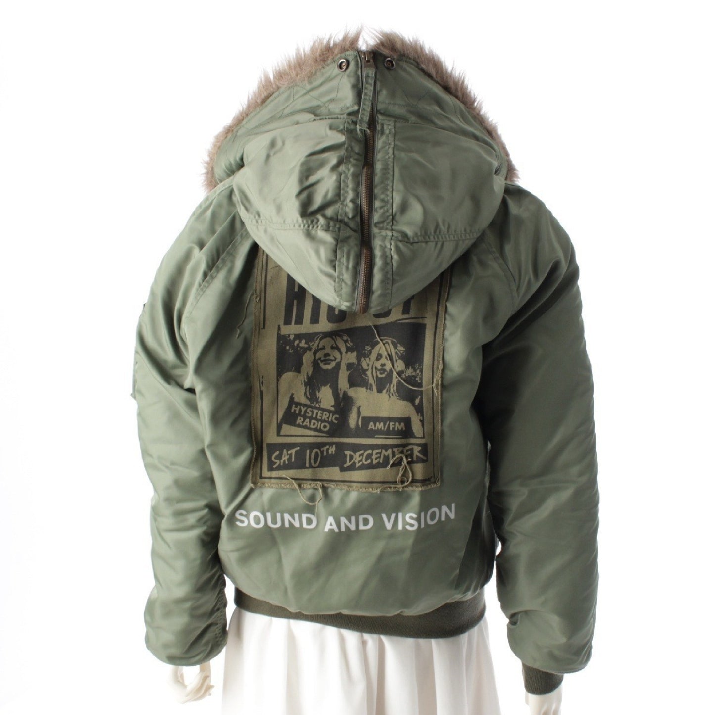 HYSTERIC GLAMOUR HYS Hysteric Glamour 84 Fur Hooded N-2B MA-1 Flight Military Jacket Y2K 02203AB14 Jacket