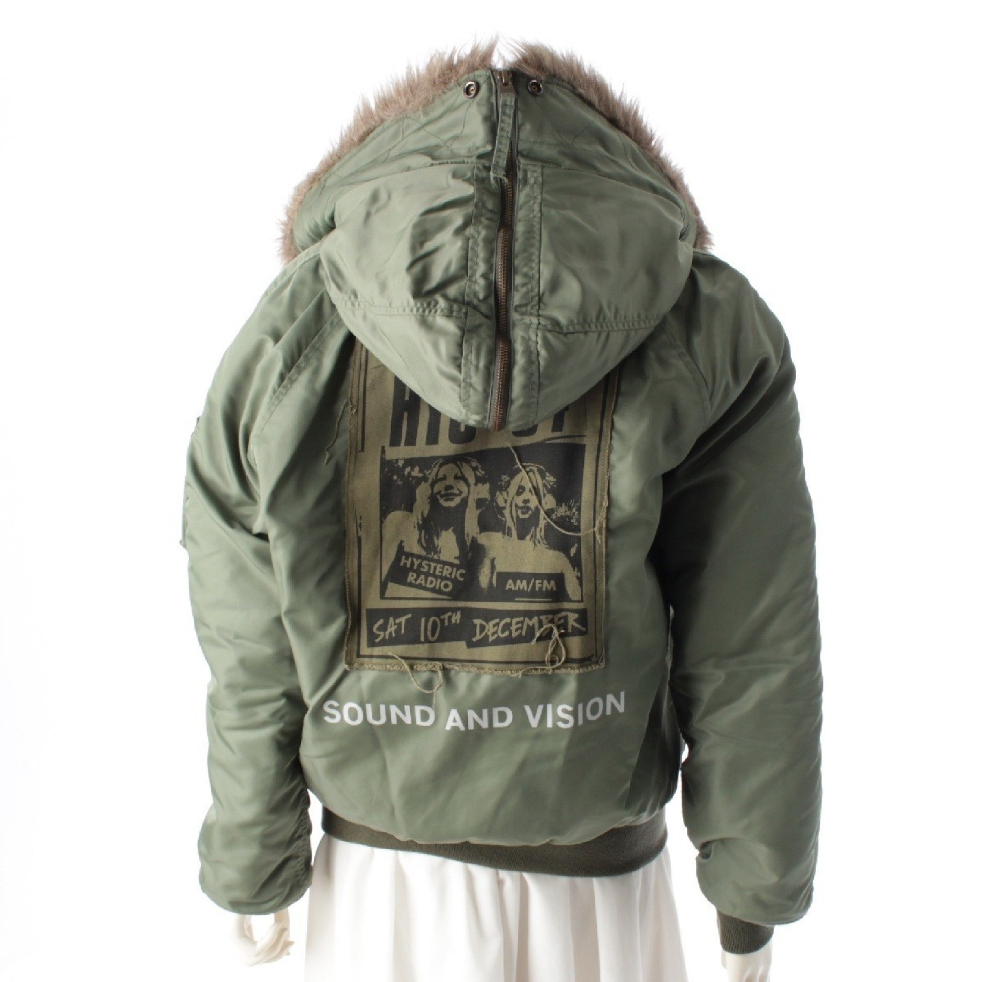 HYSTERIC GLAMOUR HYS Hysteric Glamour 84 Fur Hooded N-2B MA-1 Flight Military Jacket Y2K 02203AB14 Jacket