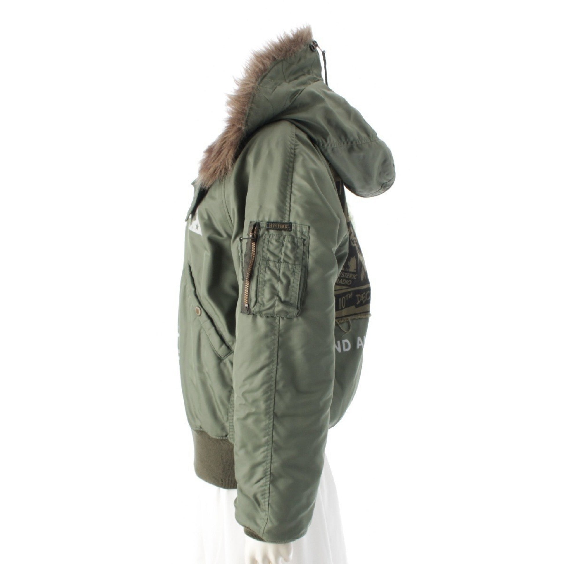 HYSTERIC GLAMOUR HYS Hysteric Glamour 84 Fur Hooded N-2B MA-1 Flight Military Jacket Y2K 02203AB14 Jacket