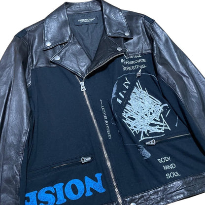 UNDERCOVER UC1B4207-1 "ONCE IN A LIFETIME" Light Leather Rider's Jacket, Black, Size 2