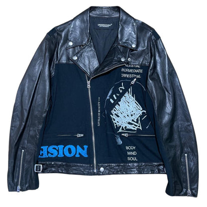 UNDERCOVER UC1B4207-1 "ONCE IN A LIFETIME" Light Leather Rider's Jacket, Black, Size 2