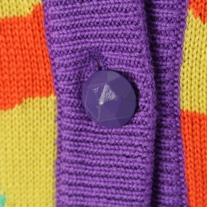 VERSACE Gianni Versace Wool Knit All-Over Print Cardigan, Multicolor, Size 0