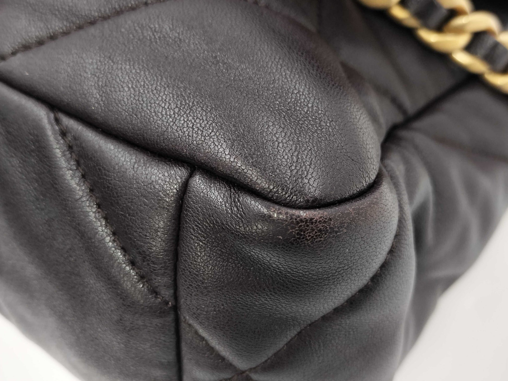 CHANEL 2-Way Bag, GP Chain Shoulder Bag, 19-inch Flap, Matelasse, AS1160 Type, Coco Mark, Dark Brown Lambskin, with Serial Number Plate Shoulder Bag