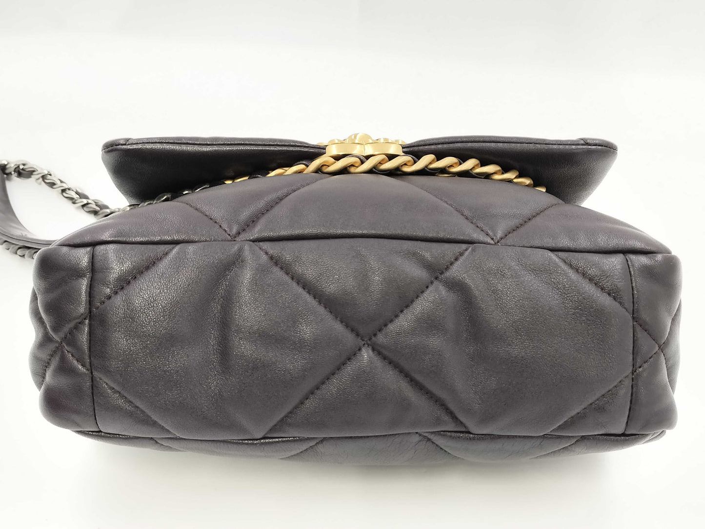 CHANEL 2-Way Bag, GP Chain Shoulder Bag, 19-inch Flap, Matelasse, AS1160 Type, Coco Mark, Dark Brown Lambskin, with Serial Number Plate Shoulder Bag