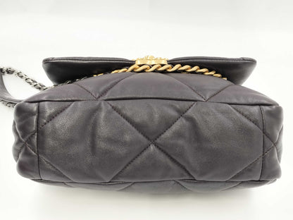 CHANEL 2-Way Bag, GP Chain Shoulder Bag, 19-inch Flap, Matelasse, AS1160 Type, Coco Mark, Dark Brown Lambskin, with Serial Number Plate Shoulder Bag