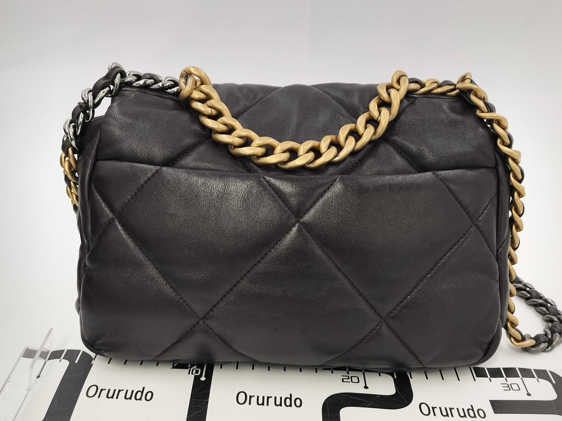 CHANEL 2-Way Bag, GP Chain Shoulder Bag, 19-inch Flap, Matelasse, AS1160 Type, Coco Mark, Dark Brown Lambskin, with Serial Number Plate Shoulder Bag