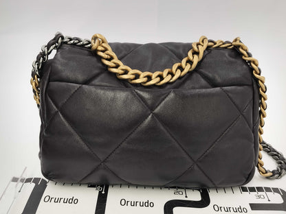 CHANEL 2-Way Bag, GP Chain Shoulder Bag, 19-inch Flap, Matelasse, AS1160 Type, Coco Mark, Dark Brown Lambskin, with Serial Number Plate Shoulder Bag