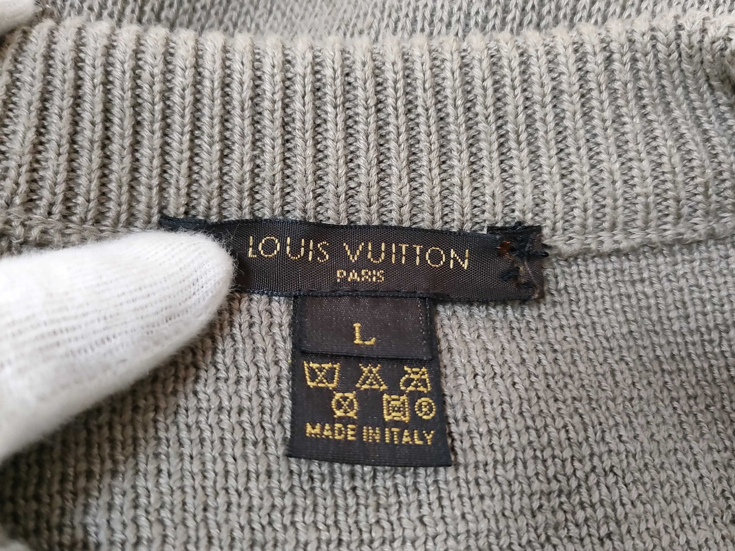 LOUIS VUITTON Knit Top with Suede Trim, Size L