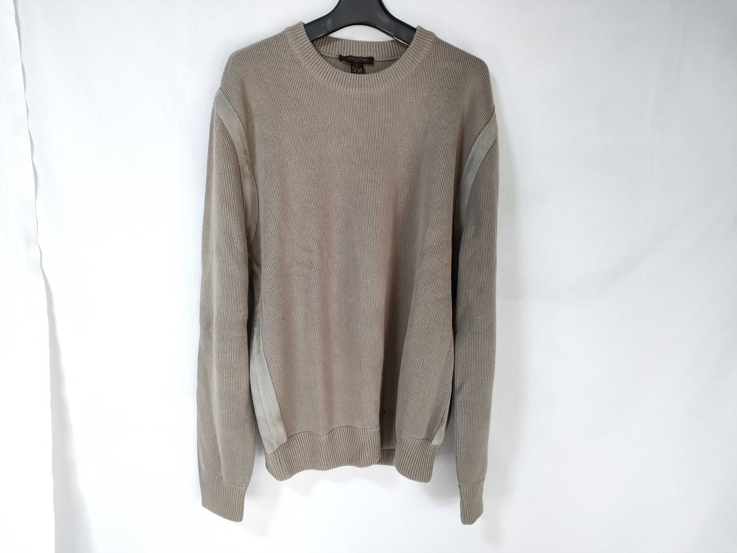 LOUIS VUITTON Knit Top with Suede Trim, Size L