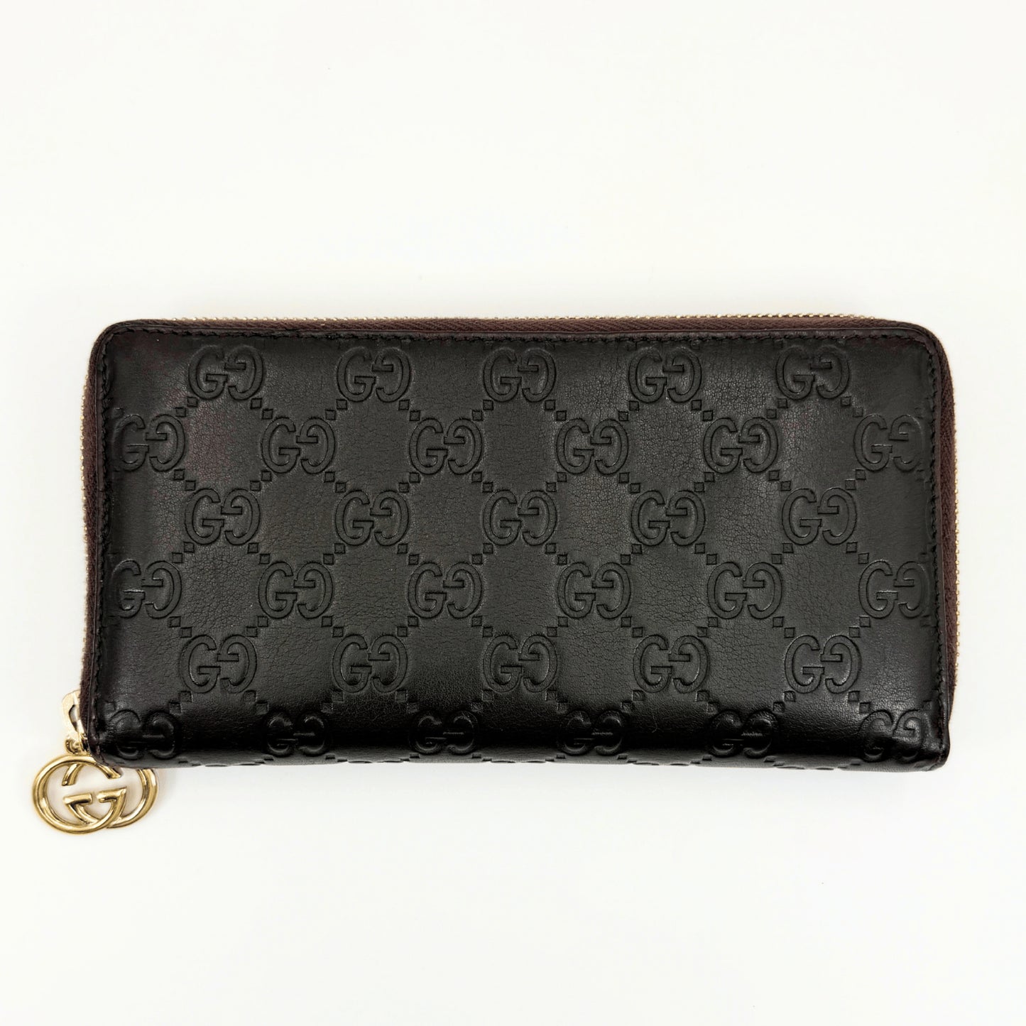 GUCCI Guccissima Leather Zip-Around Long Wallet with Dust Bag and Box