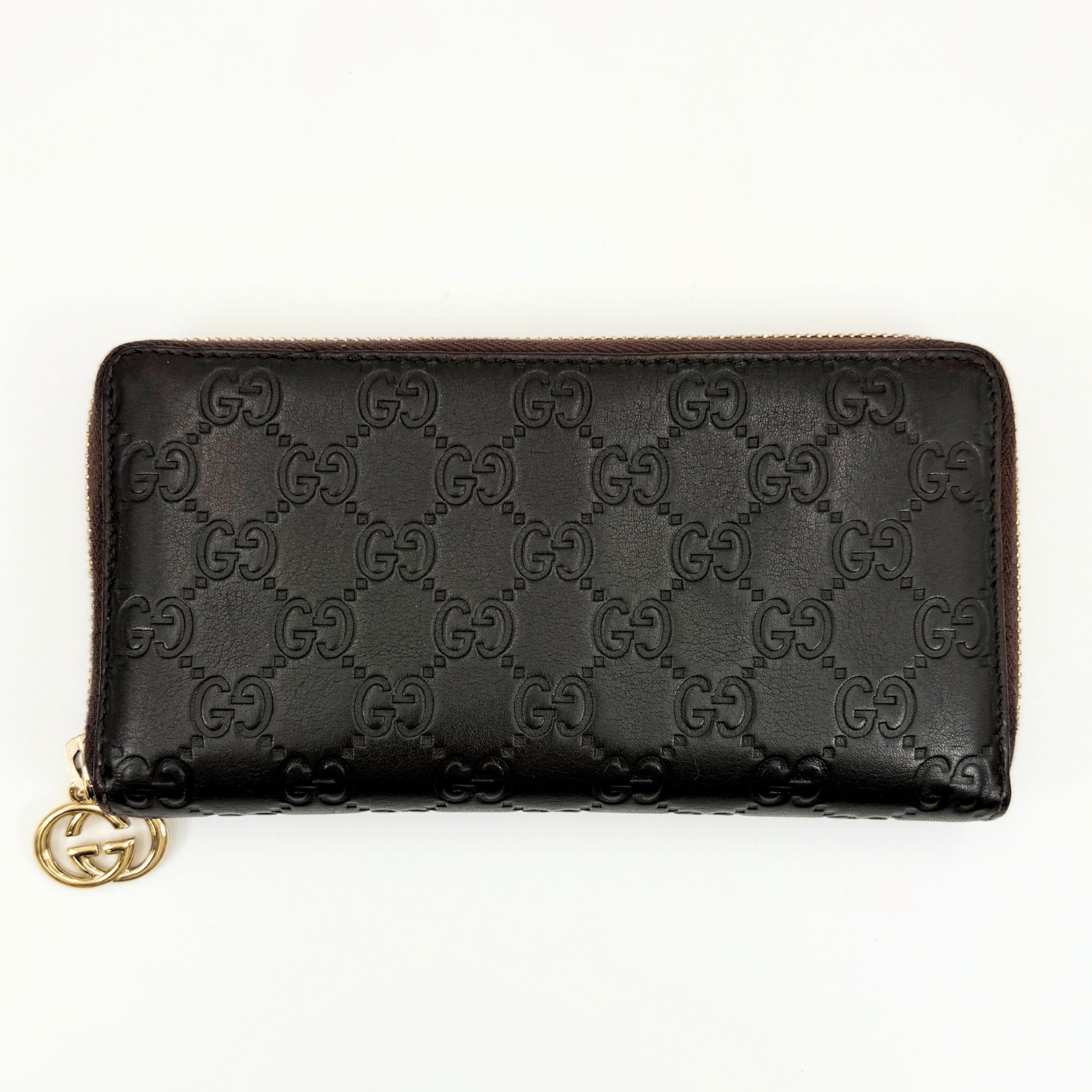 GUCCI Guccissima Leather Zip-Around Long Wallet with Dust Bag and Box