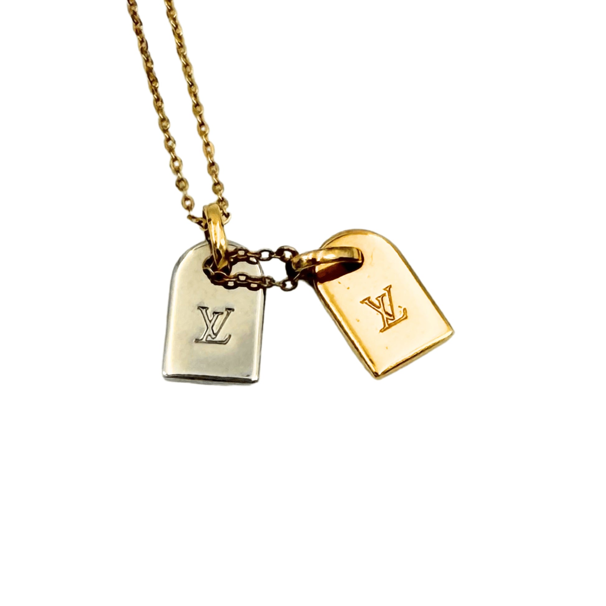 LOUIS VUITTON M63141 Nanogram Miniature Name Tag Necklace 