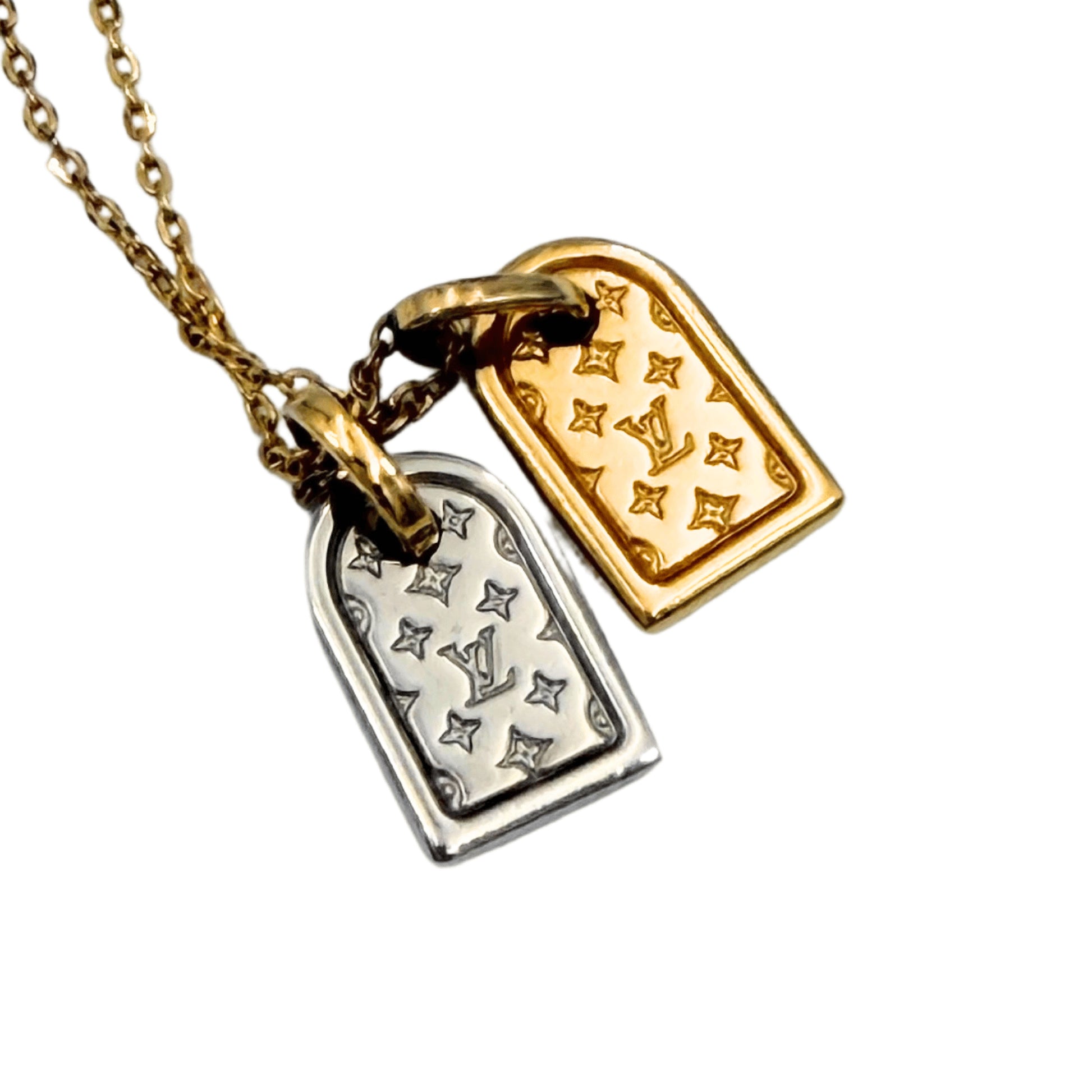 LOUIS VUITTON M63141 Nanogram Miniature Name Tag Necklace 