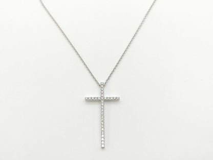 Tiffany & Co. Metro Cross Diamond Necklace in 750 White Gold, 4.0g 