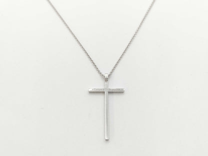 Tiffany & Co. Metro Cross Diamond Necklace in 750 White Gold, 4.0g 