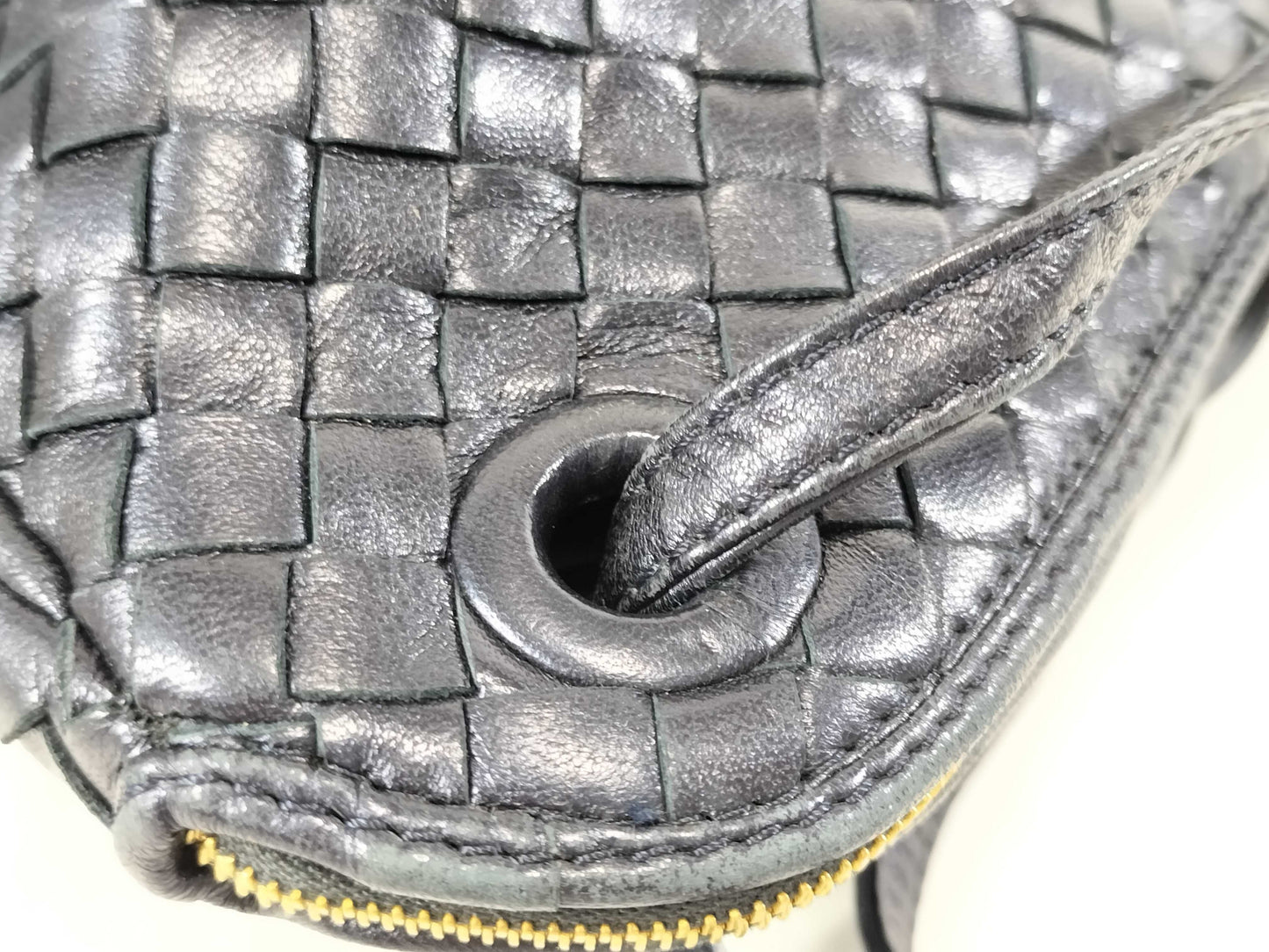 BOTTEGA VENETA Intrecciato Fringe Shoulder Bag in Navy