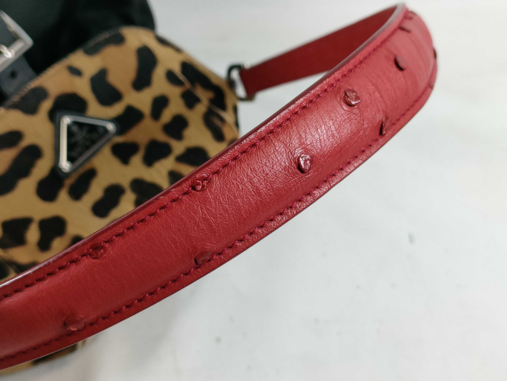 PRADA Nylon Prada Harako x Nylon x Ostrich Shoulder Bag