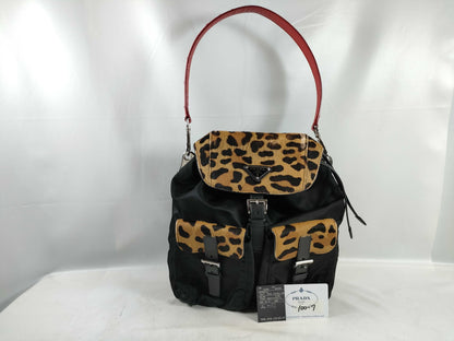 PRADA Nylon Prada Harako x Nylon x Ostrich Shoulder Bag