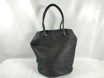 BOTTEGA VENETA Intrecciato Leather Bucket Black Tote Bag