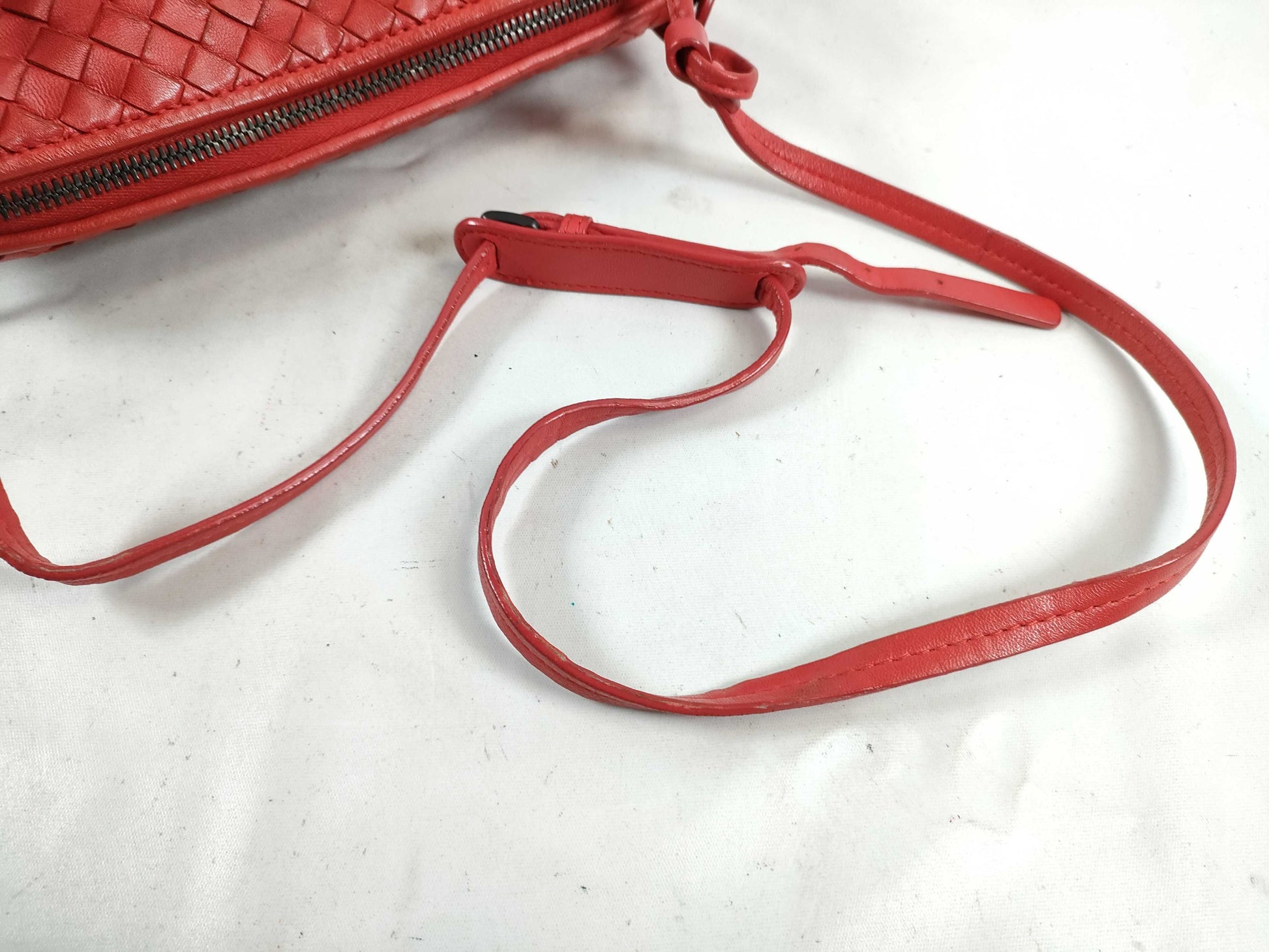 BOTTEGA VENETA Intrecciato Leather Shoulder Bag in Red