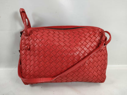 BOTTEGA VENETA Intrecciato Leather Shoulder Bag in Red