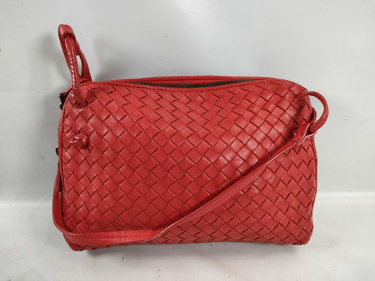 BOTTEGA VENETA Intrecciato Leather Shoulder Bag in Red