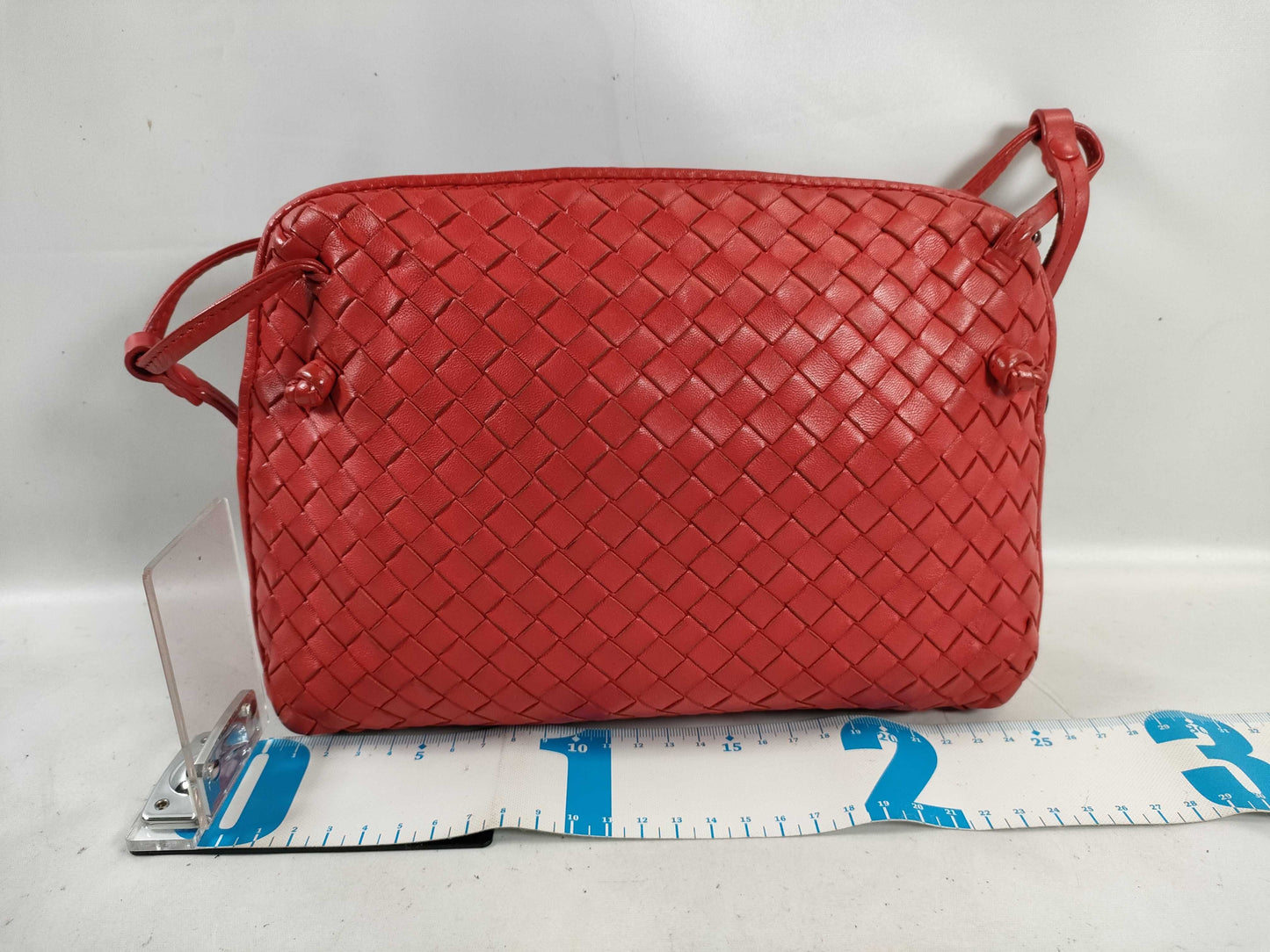 BOTTEGA VENETA Intrecciato Leather Shoulder Bag in Red