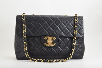 CHANEL Matelasse Chain Shoulder Bag, Large Matelasse, Black