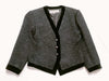 Yves Saint Laurent Velvet Floral Quilted Collarless Jacket, Black, Size M
