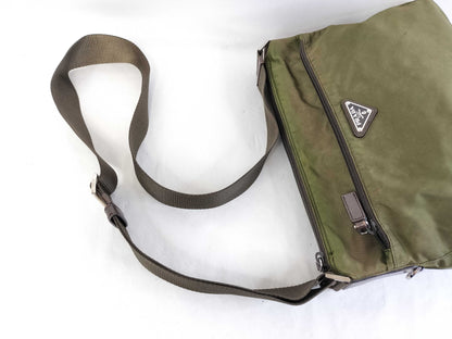 PRADA Nylon Prada Shoulder Bag Green Nylon Shoulder Bag