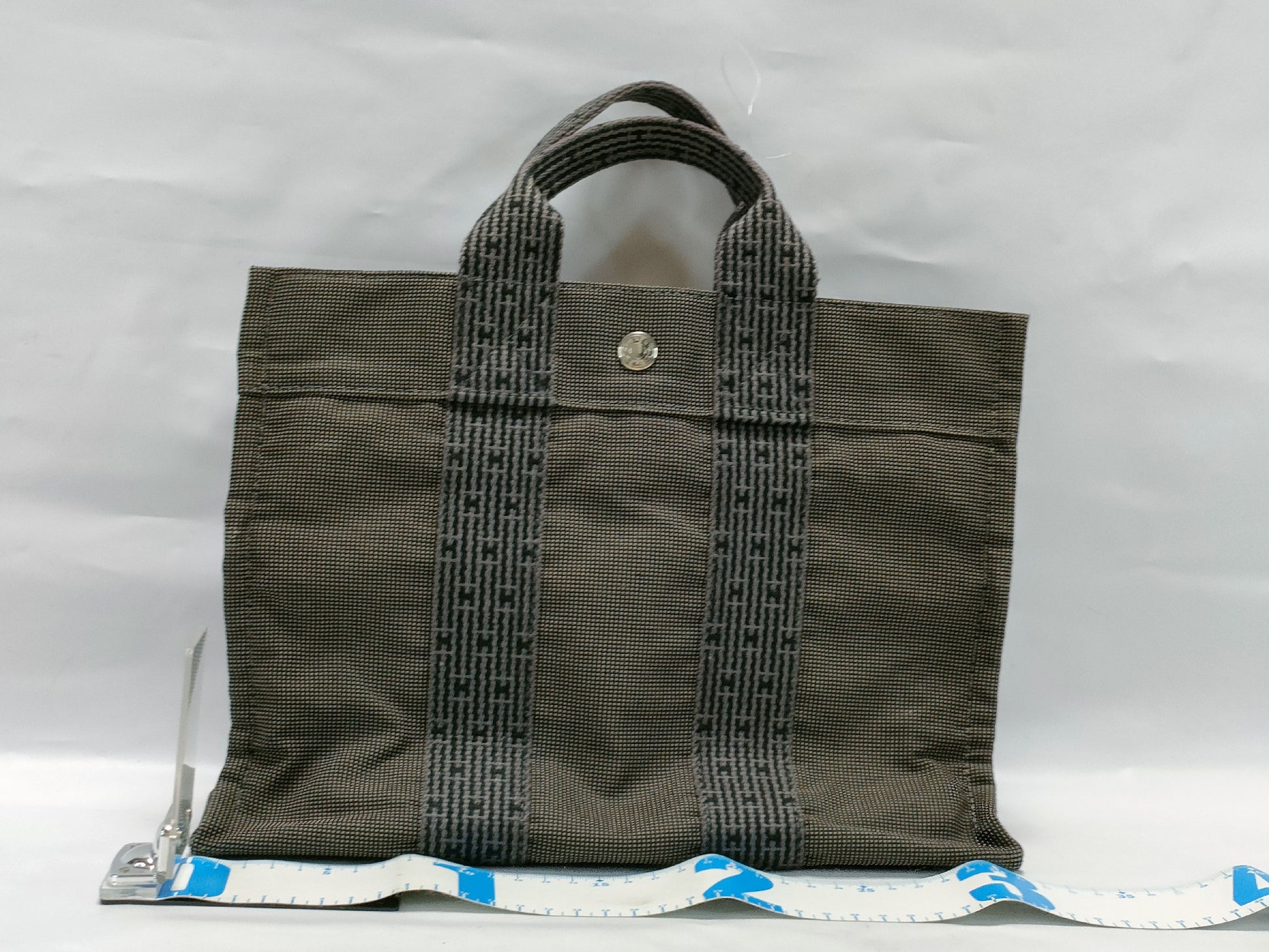 HERMES Air Line PM Canvas Handbag Gray