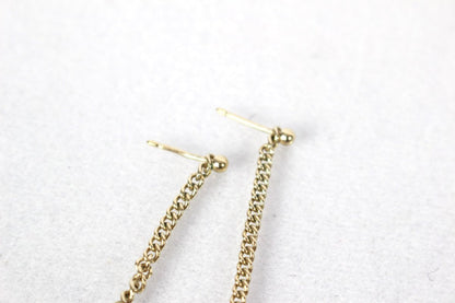 CHANEL Coco Mark Chain Earrings, Gold Color