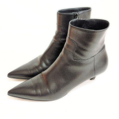 BALENCIAGA Short Boots, Side Zip, Leather, Pointed Toe, Size 24.0cm, Other Shoes