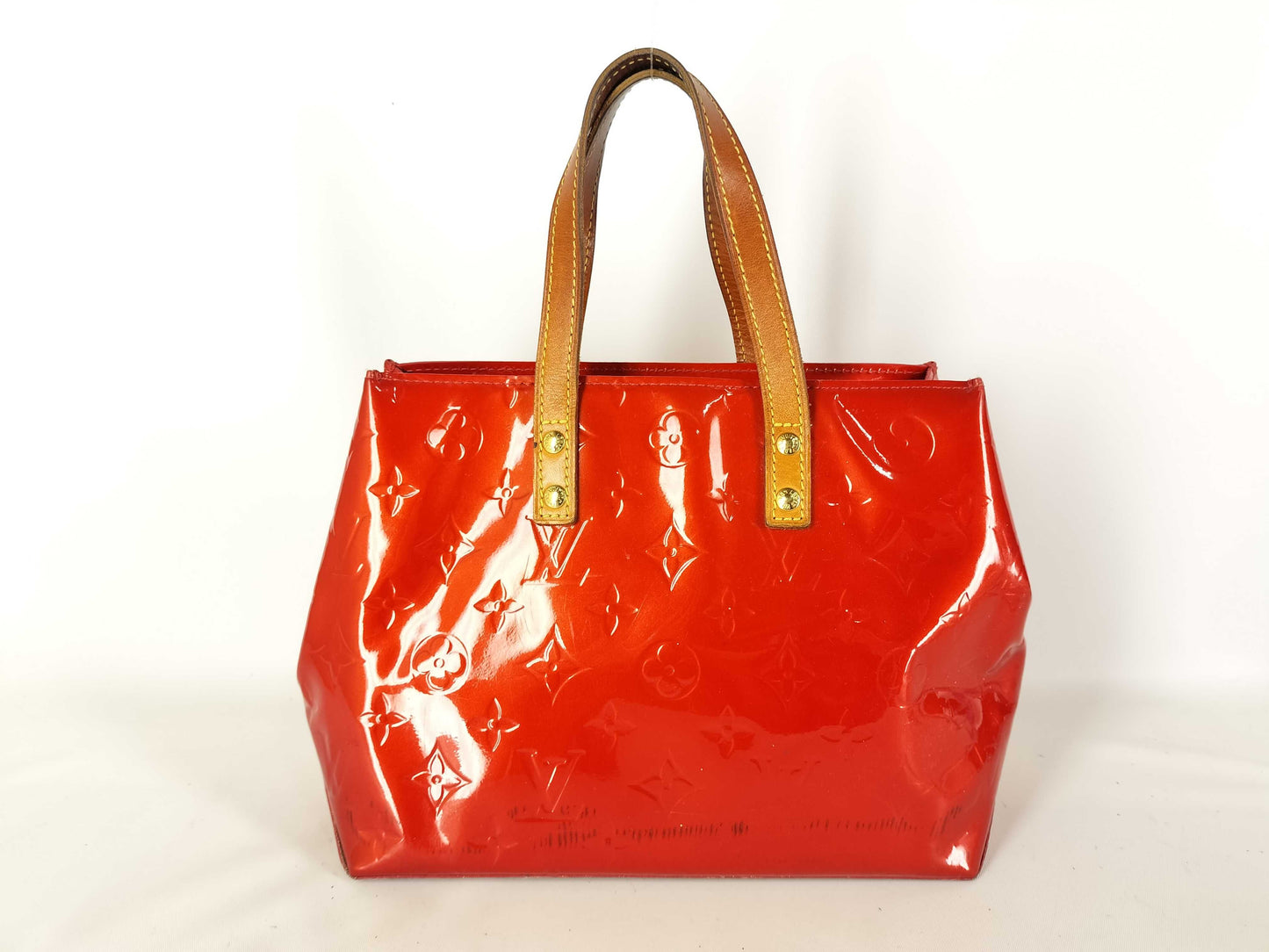 LOUIS VUITTON Vernis Louis Vuitton Tote Bag M91088 Lead PM Vernis Rouge MI1011 Tote Bag