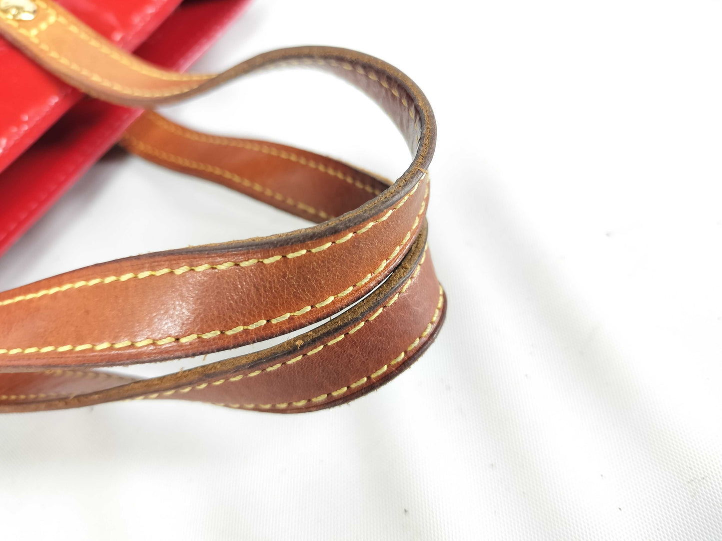 LOUIS VUITTON Vernis Louis Vuitton Tote Bag M91088 Lead PM Vernis Rouge MI1011 Tote Bag