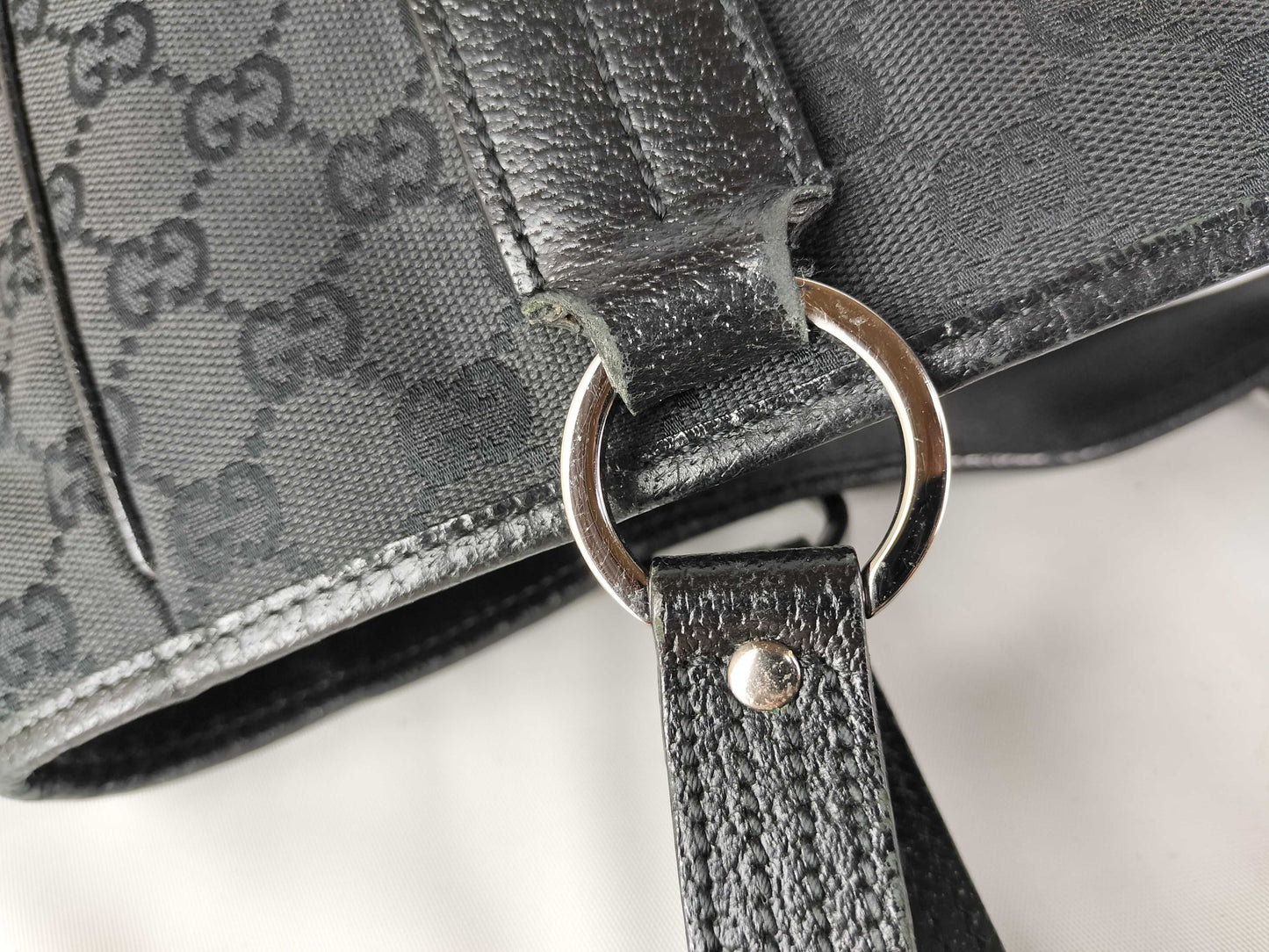 GUCCI GG Canvas Tote Bag / 113019 / GG Canvas / Black Tote Bag