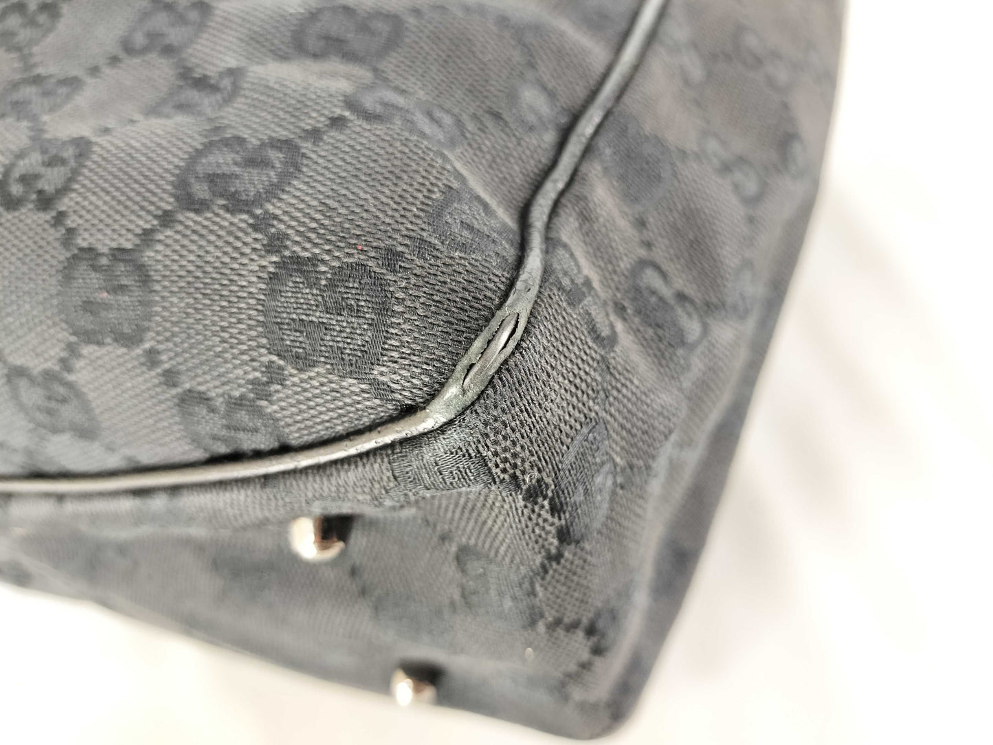 GUCCI GG Canvas Tote Bag / 113019 / GG Canvas / Black Tote Bag