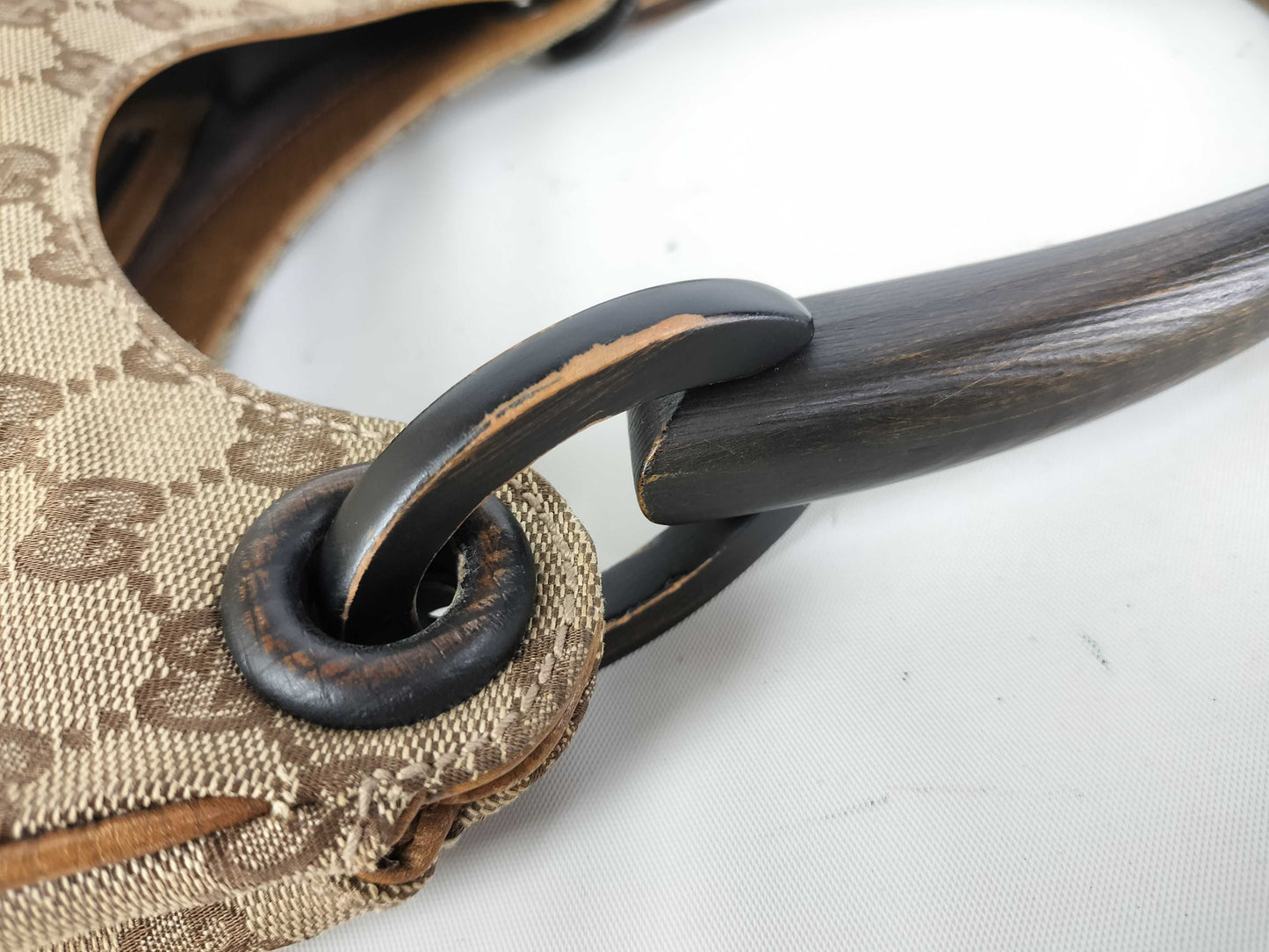 GUCCI GG Canvas One-Shoulder Bag / 106495 / Wood Handle / GG Canvas / Beige Shoulder Bag